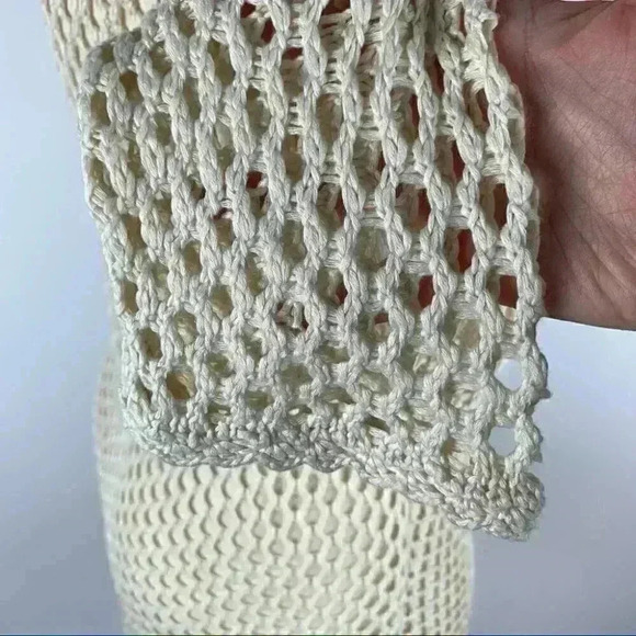 Le Moda womens sweater size XL cream crocheted grannycore resort wear coverup - Picture 5 of 10